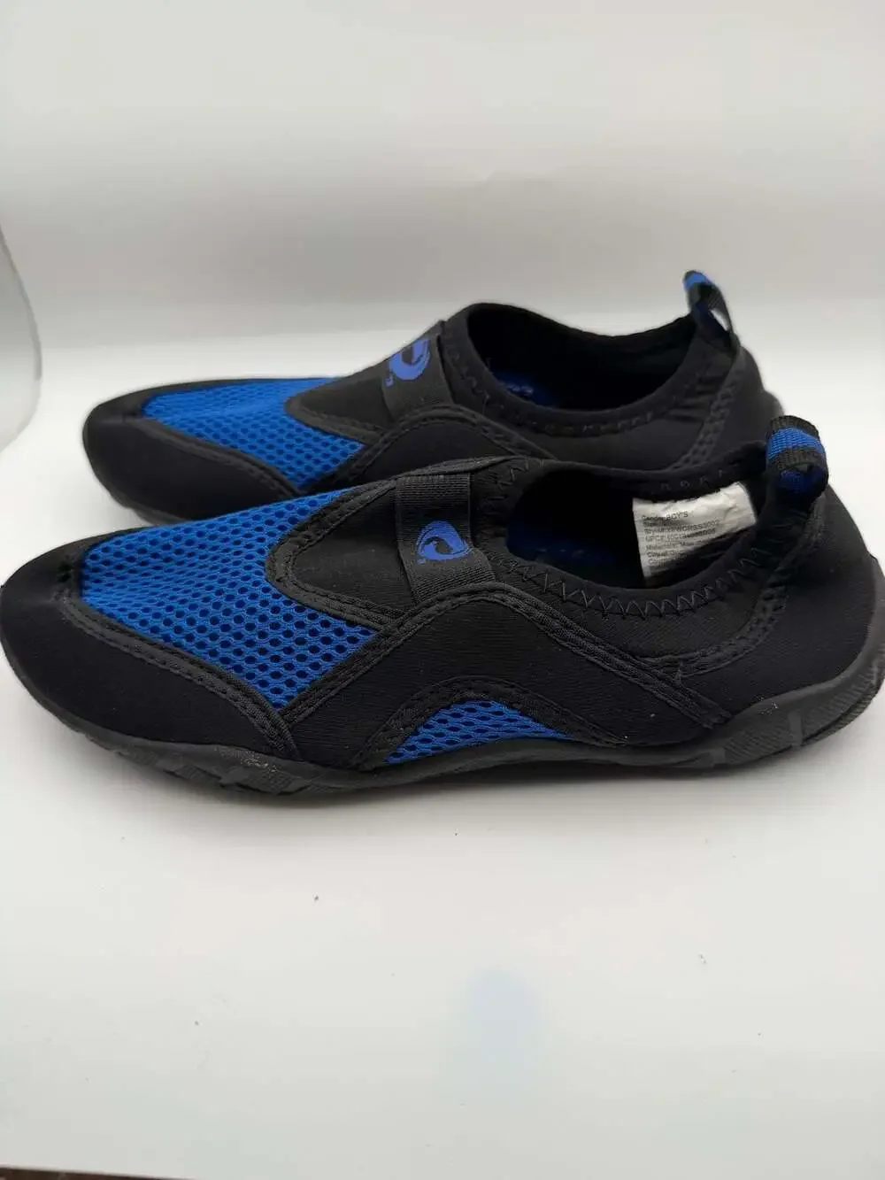 Boys Water Shoes Size 3 Black Blue Mesh Aqua Socks Swim Beach